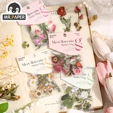 Mr.Paper 4 Designs Meet the Blossom Series Sticker Pack Plant Collection Creative DIY Decorative Collage Material Stickers