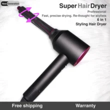 Negative Ion Hair Dryer Professional Hair Dryer With Flyaway Attachment Multifunction Temperature Control For Salon Style Tool