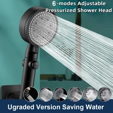 New 5 Modes Adjustable Bathroom Shower Head Water Saving Sprayer High Pressure Showerhead Black Eco Shower Bathroom Accessories