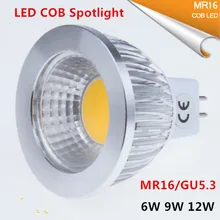 New High Power Lampada Led MR16 GU5.3 COB 6w 9w 12w Dimmable Led Cob Spotlight Warm Cool White MR16 12V Bulb Lamp GU 5.3 220V