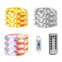 New Year Christmas Decoration lamp Copper Wire Led Garland Fairy Light String With Remote Control For Indoor Home Lights