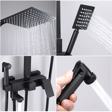 OXG Black/Chrome Brass Shower Faucets Bathroom Shower Mixer Crane Bidet Faucet Rain Shower Set Shower Spray Shower Column