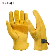 OZERO New Men's Work Driver Gloves Cowhide Leather Security Protection Wear Safety Working Welding Warm Gloves For Men 1004