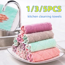 Obelix 1/3/5Pcs Super Absorbent Microfiber Kitchen Dish Cloth Non-Stick Oil Dish Towel Rags Tableware Household Cleaning Towels