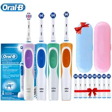 Oral B Dual Clean Electric Toothbrush Rotation Vibration Type Rechargeable Oral B Tooth Brush with 8 Brush Heads + Storage Box