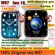 Original IWO15 W57 Smart Watch Men 1.95 inch Series 7 Always On Display ECG NFC Siri Bluetooth Call Wireless iwo 45MM Smartwatch