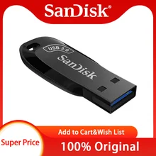 Original SanDisk Ultra Shift USB 3.0 Flash Disk 128GB 64GB 32GB Mini Key Pendrive Black Flash Drive Memory Stick For Computer