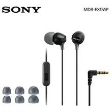 Original Sony MDR-EX15AP 3.5mm Wired Earbud In-ear Subwoofer Stereo Earphones Hands-free With Mic For xiaomi huawei sony phone