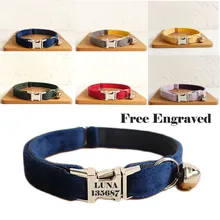 Personalized Cat Collar with Bell Engraving ID Tag Nameplate Kitten Collars Necklace Small Dogs Puppy Bulldog Chihuahua Yorshire
