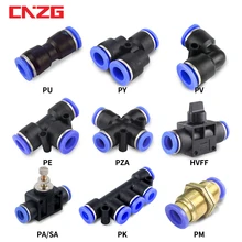 Pneumatic Fitting Pipe Connector Tube Air Quick Fittings Water Push In Hose Plastic 4mm 6mm 8mm 10mm 12mm 14mm PU PY Connectors