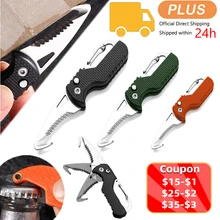 Portable Multifunctional Express Parcel Knife Keychain Serrated Hook Carry-on Unpacking Emergency Survival Tool Box Opener