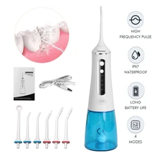 Portable Oral Irrigation USB Rechargeable WATER FLOSS Irrigator 300ml DENTAL WATER TOOTH Irrigator dental water jet +6 Nozzle