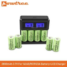 Powtree CR123A RCR 123 ICR 16340 Battery 2800mAh 3.7V Li-ion Rechargeable Battery For Arlo Security Camera L70