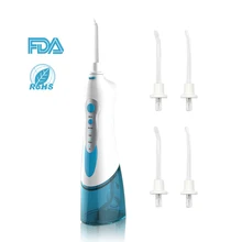 Professional Oral Irrigator Portable Cordless Water Flosser 180mL Rechargeable Electric Dental Irrigator 4 Rotatable Jet Tips