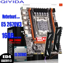 QIYIDA ED4 LGA2011-3 Motherboard Set Kit With Intel Xeon E5 2670 V3 CPU 16GB(2*8G) 3200MHZ DDR4 Desktop memory M-ATX NVME M.2