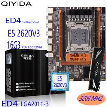 Qiyida ED4 LGA2011-3 X99 motherboard set E5 2620V3 1x16GB DDR4 REGECC memory cpu combo kit PCI-16 USB3.0 Server M-ATX