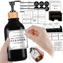 Removable Waterproof label Kitchen Dish Soap Bathroom Shampoo and Conditioner Soap Dispenser Sticker Unique Bottle Stickers