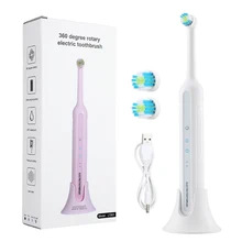 Rotary Electric Toothbrush with Base Rechargeable Dental Automatic High Frequency Vibration Tartar Stains Remove Teeth Whitening