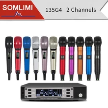 SOMLIMI EW135G4 UHF Long Distance Dual Channel Handheld Professional Wireless Microphone System Stage Performance Dynamic