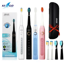 Seago Electric Sonic Toothbrush Timer 507 USB Rechargeable Waterproof Electronic Tooth Brushes Replacement Heads For Adults