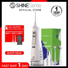 ShineSense SIO200S Oral Irrigator Water Flosser Protable Dental Water Jet for Teeth Cleaner Rechargeable Waterproof 6 Nozzles
