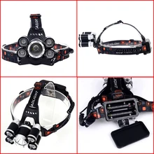 Ship from Russian Led Headlamp Head Flashlight Torch Lamp XM-L T6 18650 Battery Zoomable for Camping Fishing Headlight