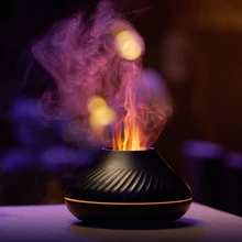 Simulation Flame Humidifier Colorful Night Light Fragrance Diffusers 130ml Portable Air Humidifier Volcanic Flame Aroma Diffuser