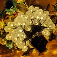 Solar String Lights Outdoor 100 Led Crystal Globe Lights Waterproof Solar Festoon Fairy Light for Garden Christmas Party Decor