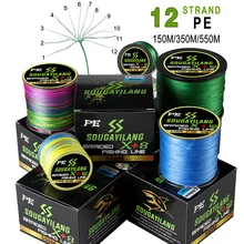 Sougayilang 12Strands/8 Strands/4Strands Fishing Line 550M 350M 150M Multifilament PE Braided Fishing Line 13.2-58.4LB Saltwater