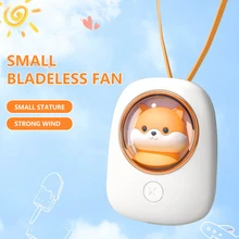 Space Capsule Hanging Neck Fan Cute Summber Cooler Mini Rechargeable Handheld Mute Fan With Night Light Children Gift 1200mAh