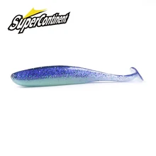 Supercontinent Soft Lures 50mm 75mm 100mm Baits Fishing Lure Leurre Shad Double Color Silicone Bait T Tail Wobblers