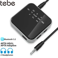 Tebe aptX-LL/HD Low Latency Bluetooth 5.2 Audio Receiver Transmitter Adapter Handsfree 3.5mm Aux Wireless Stereo Music Adapter