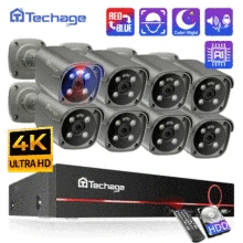 Techage 4K Security Camera System Ultra HD 8MP POE NVR Two-Way Audio Face Detect Color Night Vision CCTV Video Surveillance Set