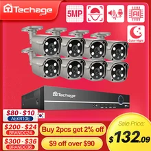 Techage Security Camera System 8CH 5MP HD POE NVR Kit CCTV Two Way Audio AI Face Detect Outdoor Video Surveillance IP Camera Set