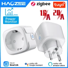 Tuya Smart Zigbee Plug 16A/20A EU Outlet 3680W Power Meter Compatiable With Alexa And Tuya Hub