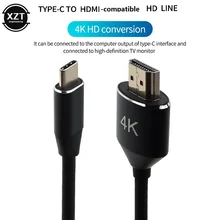 USB C HDMI--compatible 4K Type C to HDMI-compatible Cable Thunderbolt 3 Adapter for Huawei MacBook Pro Air ipad usb c Cable