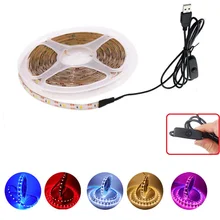 USB LED Strip Light 5V TV Background Flexible Stripe Ribbon With ON/OFF Switch SMD2835 60Leds/m 3528SMD Cabinet Rope Tape Lamp