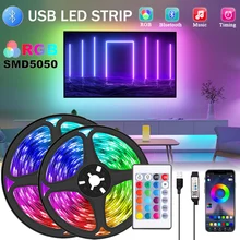 USB LED Strip Light Bluetooth RGB SMD TV Desktop Screen Backlight LED Lights DC5V Flexible 1-30M Lamp Tape Room Decoration