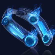USB Portable Fan Cold Fan Foldable Handheld Neck Fan Hanging Rechargeable Mini Sports Fan 3-Speed Ventilador for Outdoor Mute