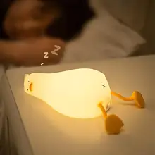 USB Rechargeable Duck Nightlight Patting Switch Children Kid Bedroom Bedside Lamp Decoration Atmosphere Table Lamp Birthday Gift