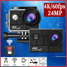 Ultra HD 4K/60fps 24MP WiFi 2" 170D Underwater 30M Helmet Vedio Go Sport Pro Anti-Shake Action Camera With Sony 386 Fisheye Lens