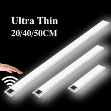 Ultra-thin 20/40/50CM LED Kitchen Light Hand Sweep Sensor Under Cabinet Lighting USB Aluminum Closet Wardrobe Led Night Light