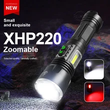 Upgrade XHP220 Powerful LED Flashlight Rechargeable XHP199 Torch Light Tactical Flash lights 18650 Waterproof Camping Hand Lamps