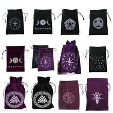 Velvet Pentagram Tarot Oracle Cards Storage Bag Runes Constellation Witch Divination Accessories Jewelry Dice Drawstring Package