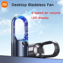 Xiaomi Household Desk Turbo Bladeless Electric Fan USB Rechargeable 2000mAh Silent Mini Portable Air Cooling Fan 6-speed Wind