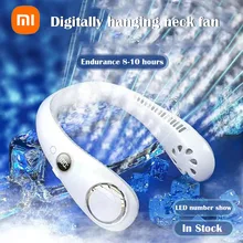 Xiaomi New Digital Display Hanging Neck Fan USB 4000mAh Portable Summer Air Cooling Bladeless Fan Outdoor Sports Travel Wearable