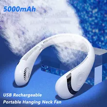 Xiaomi Portable 5000mAh Hanging Neck Fan Foldable Summer Air Cooling USB Rechargeable Bladeless Mute Neckband Fans Outdoor